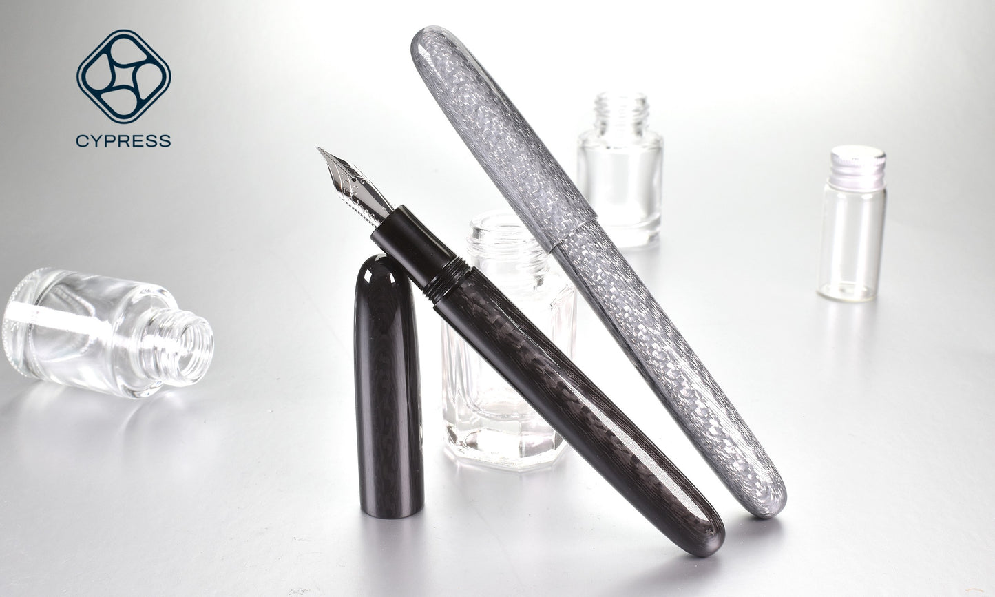 Cypress Carbon Fiber Black Cigar with Steel Medium Nib