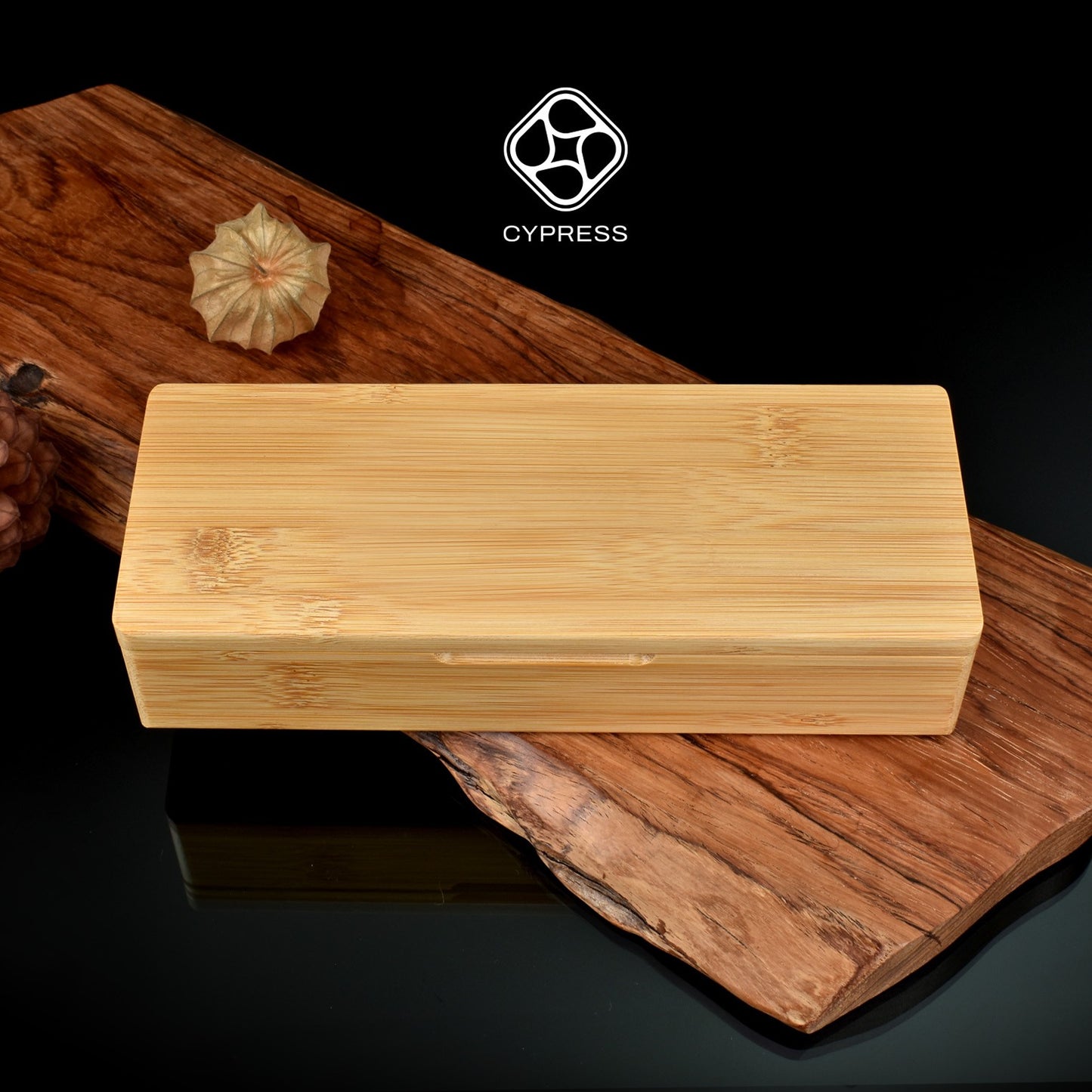 Cypress Bamboo Pen Storage Box with Magnetic Closure