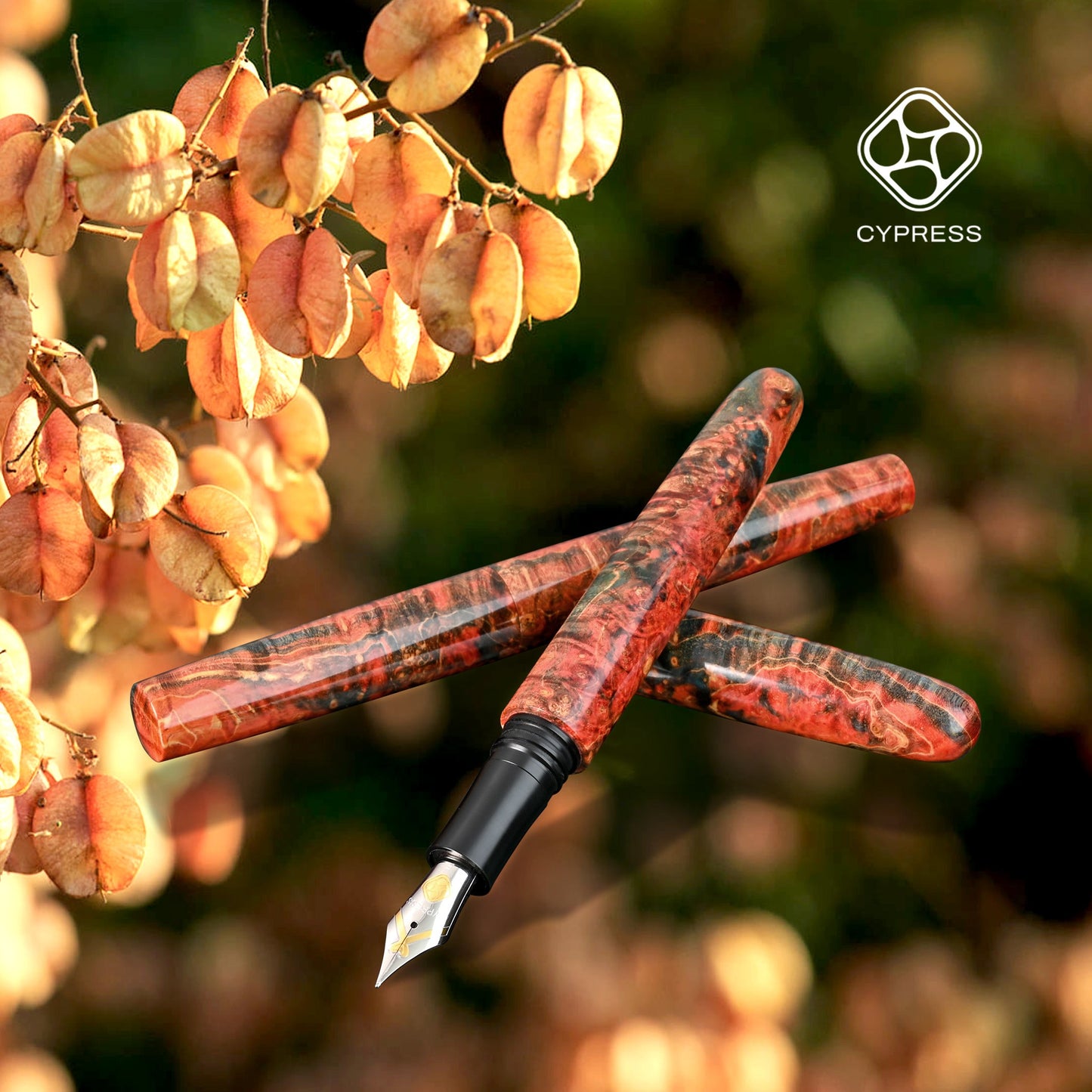 Cypress Composite of Stabilized Wood with Steel Medium Nib