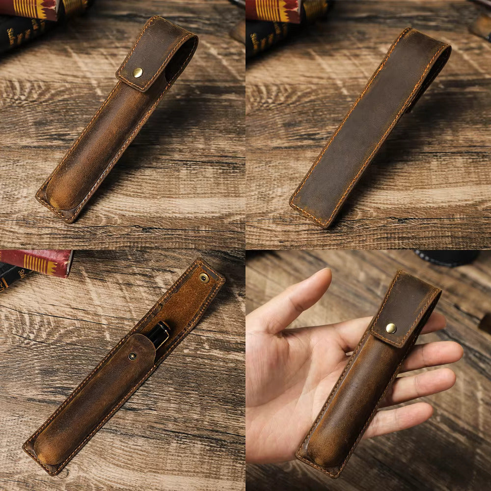 Contacts Family Genuine Leather Single Pen Sleeve