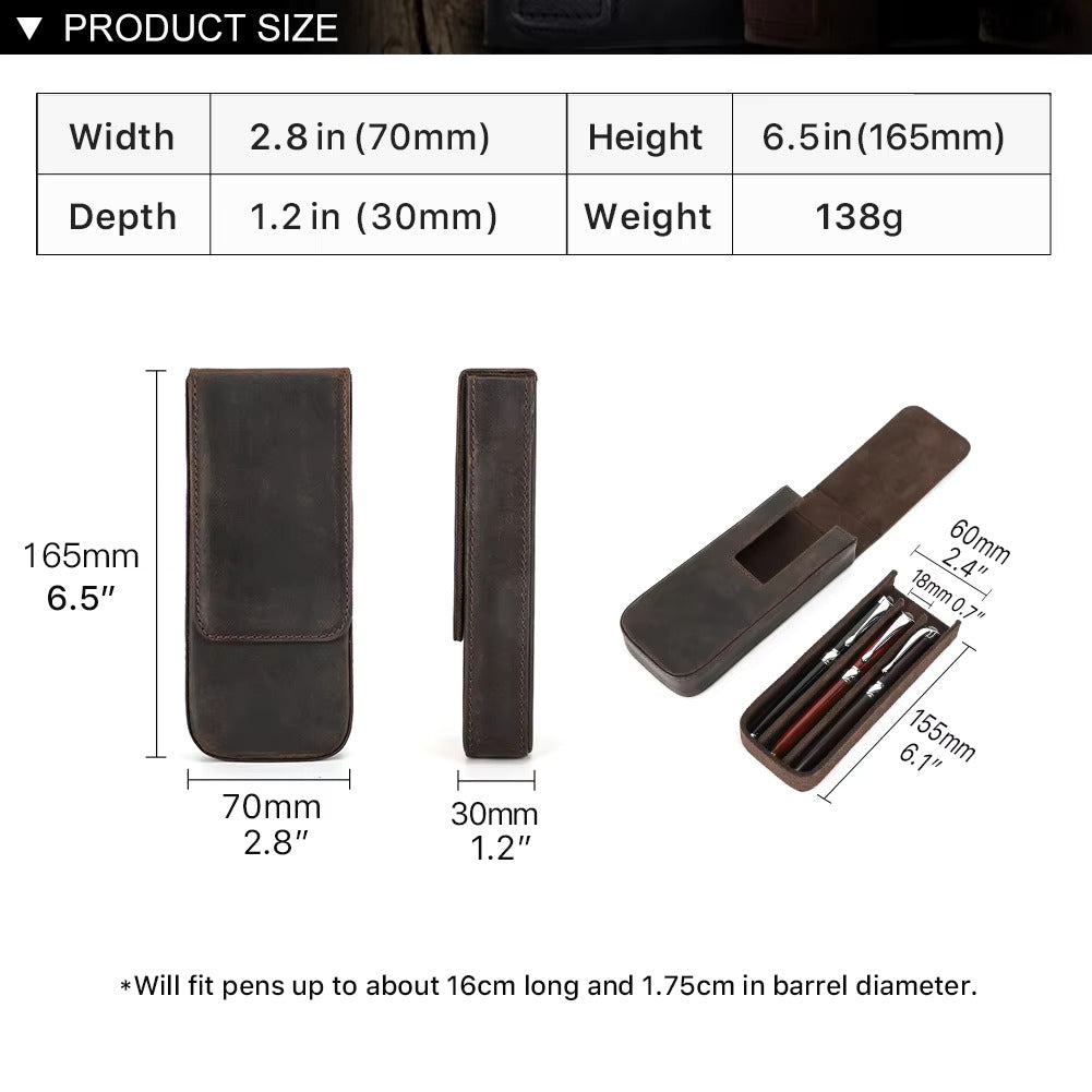 Contacts Family Genuine Leather Pen Case - 3 Slot