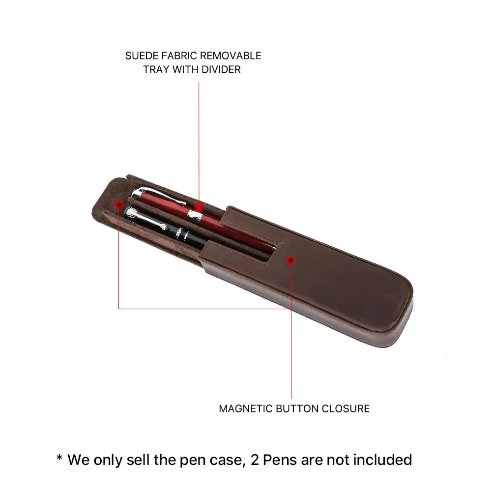 Contacts Family Genuine Leather Pen Case - 2 Slot