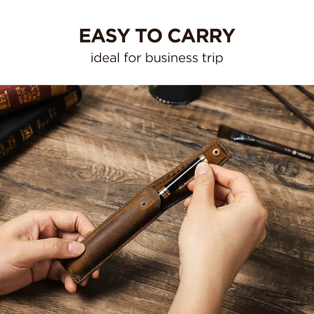 Contacts Family Genuine Leather Single Pen Sleeve
