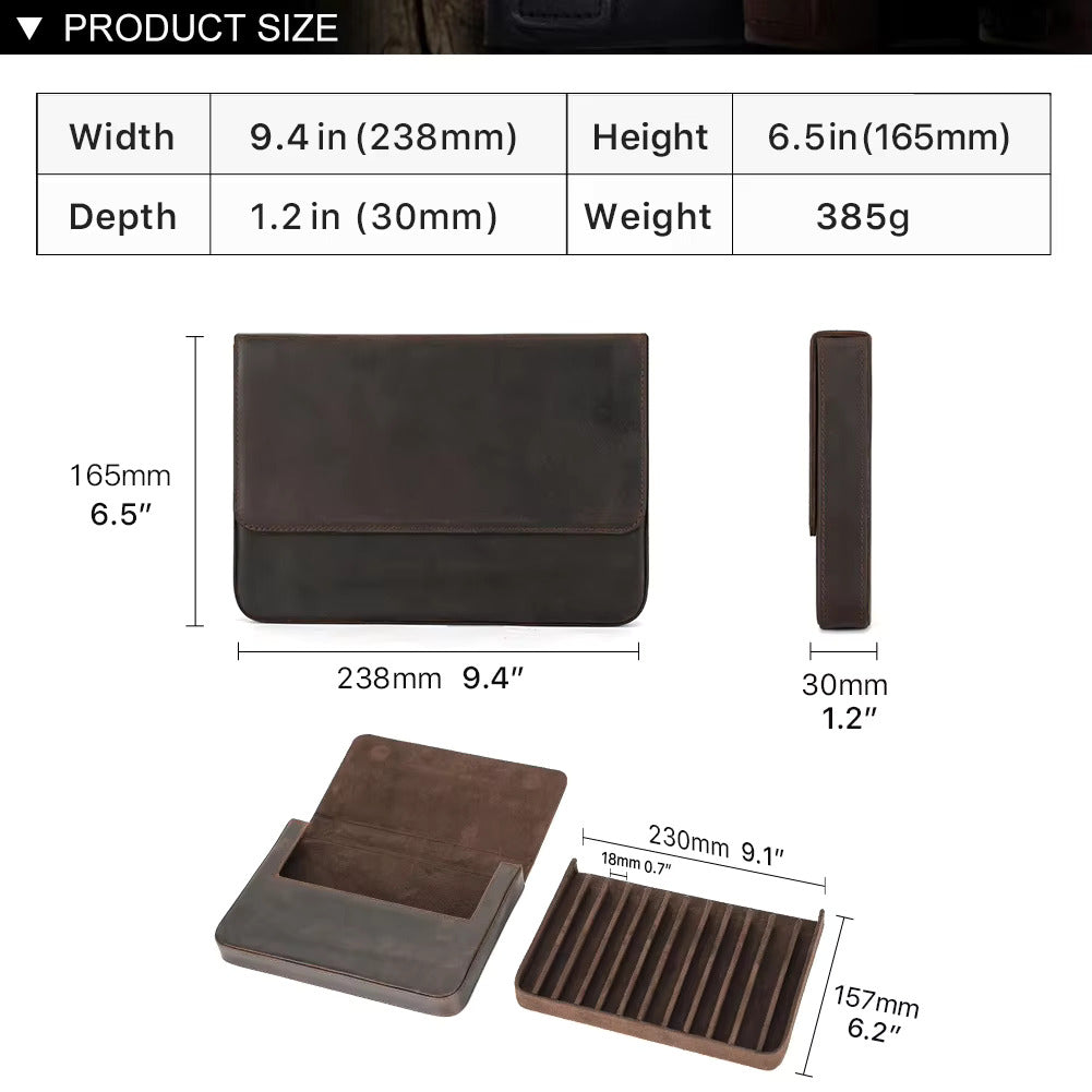 Contacts Family Genuine Leather Pen Case - 12 Slot
