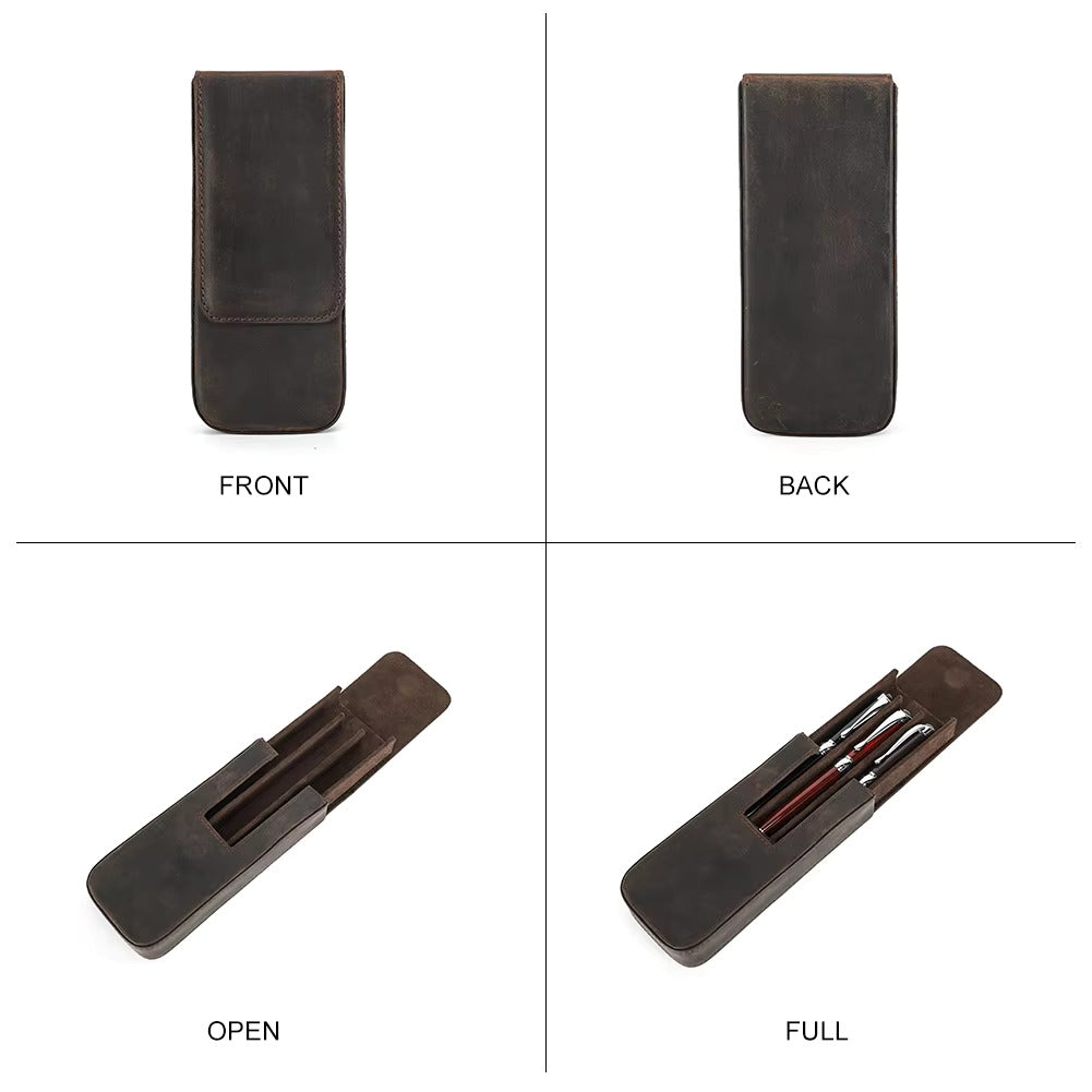 Contacts Family Genuine Leather Pen Case - 3 Slot