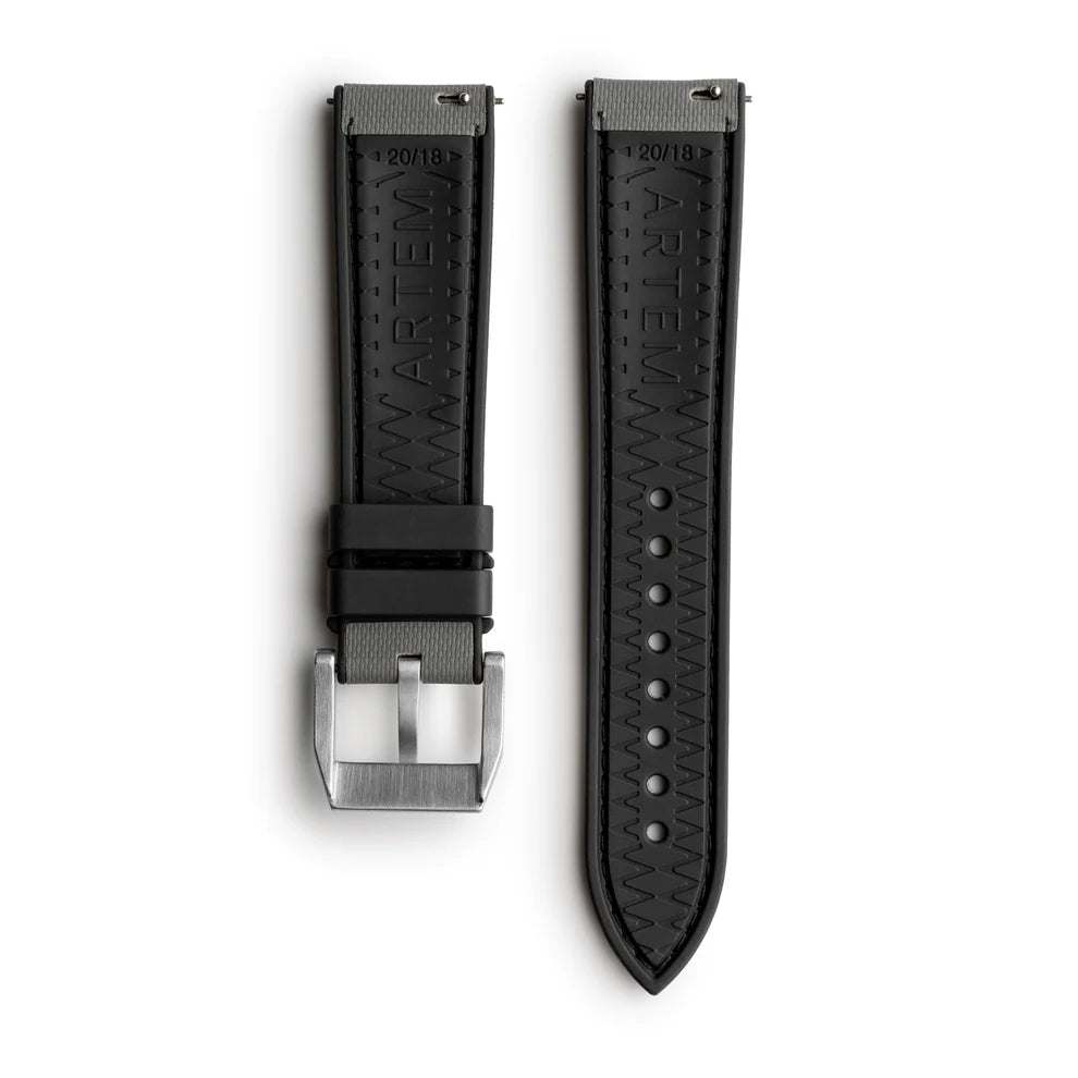 Artem HydroFlex™ Grey Hybrid FKM Watch Strap with Grey Stitching
