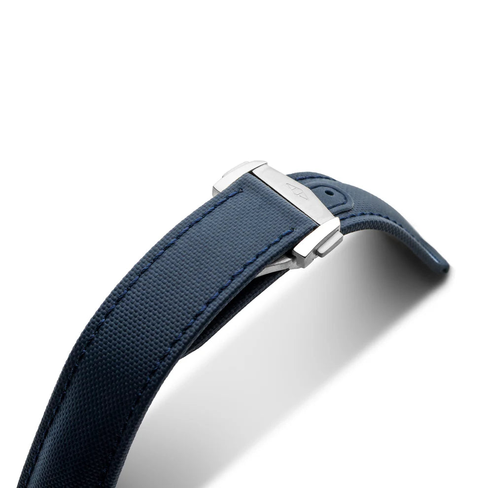 Artem Loop-Less™ Navy Blue Sailcloth Watch Strap with Navy Blue Stitching