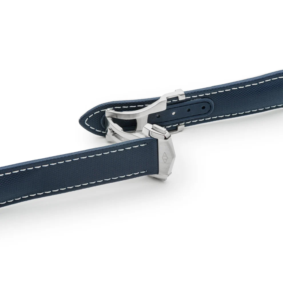 Artem Loop-Less™ Navy Blue Sailcloth Watch Strap with White Stitching