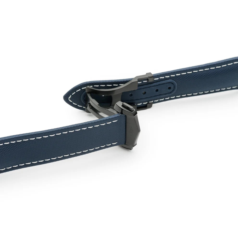 Artem Loop-Less™ Navy Blue Sailcloth Watch Strap with White Stitching