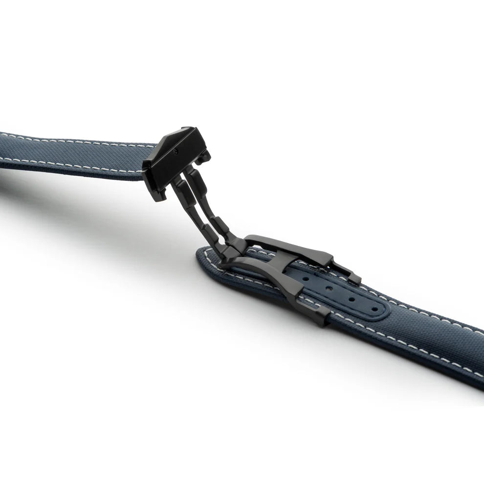 Artem Loop-Less™ Navy Blue Sailcloth Watch Strap with White Stitching
