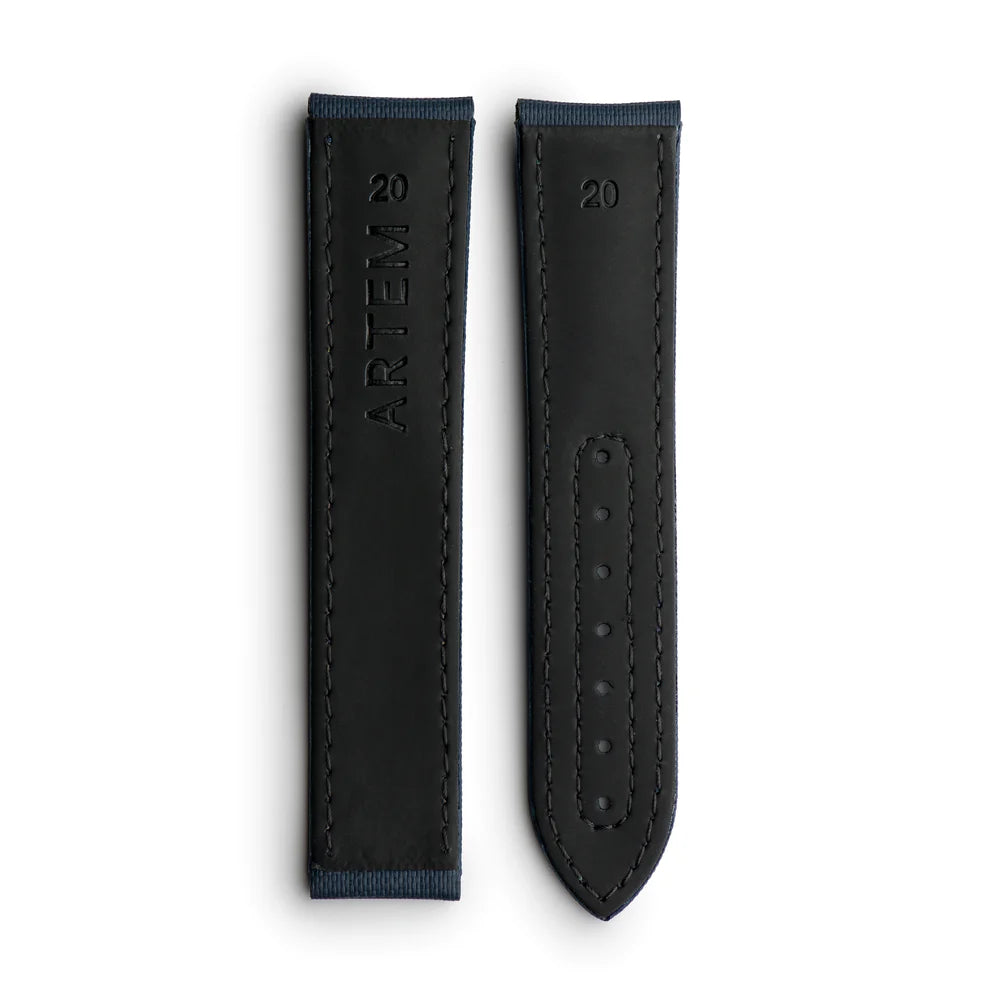 Artem Loop-Less™ Navy Blue Sailcloth Watch Strap with White Stitching