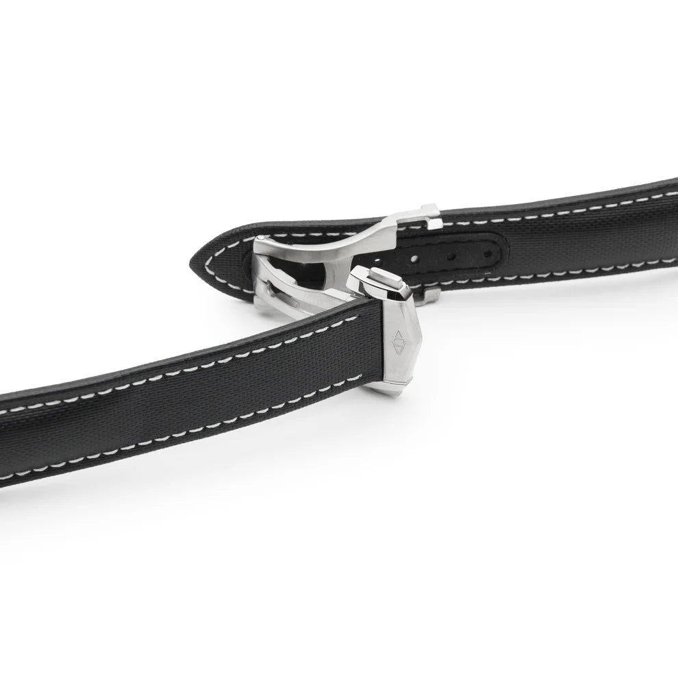 Artem Loop-Less™ Black Sailcloth Watch Strap with White Stitching