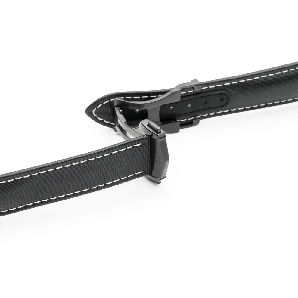 Artem Loop-Less™ Black Sailcloth Watch Strap with White Stitching