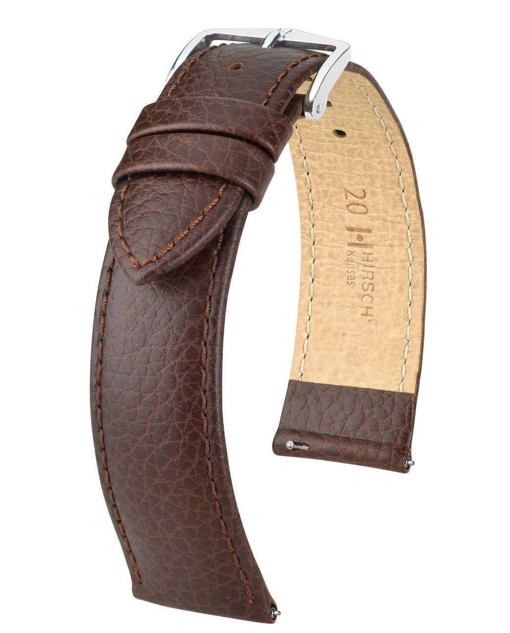 Hirsch Kansas Buffalo Grain Calfskin Watch Strap