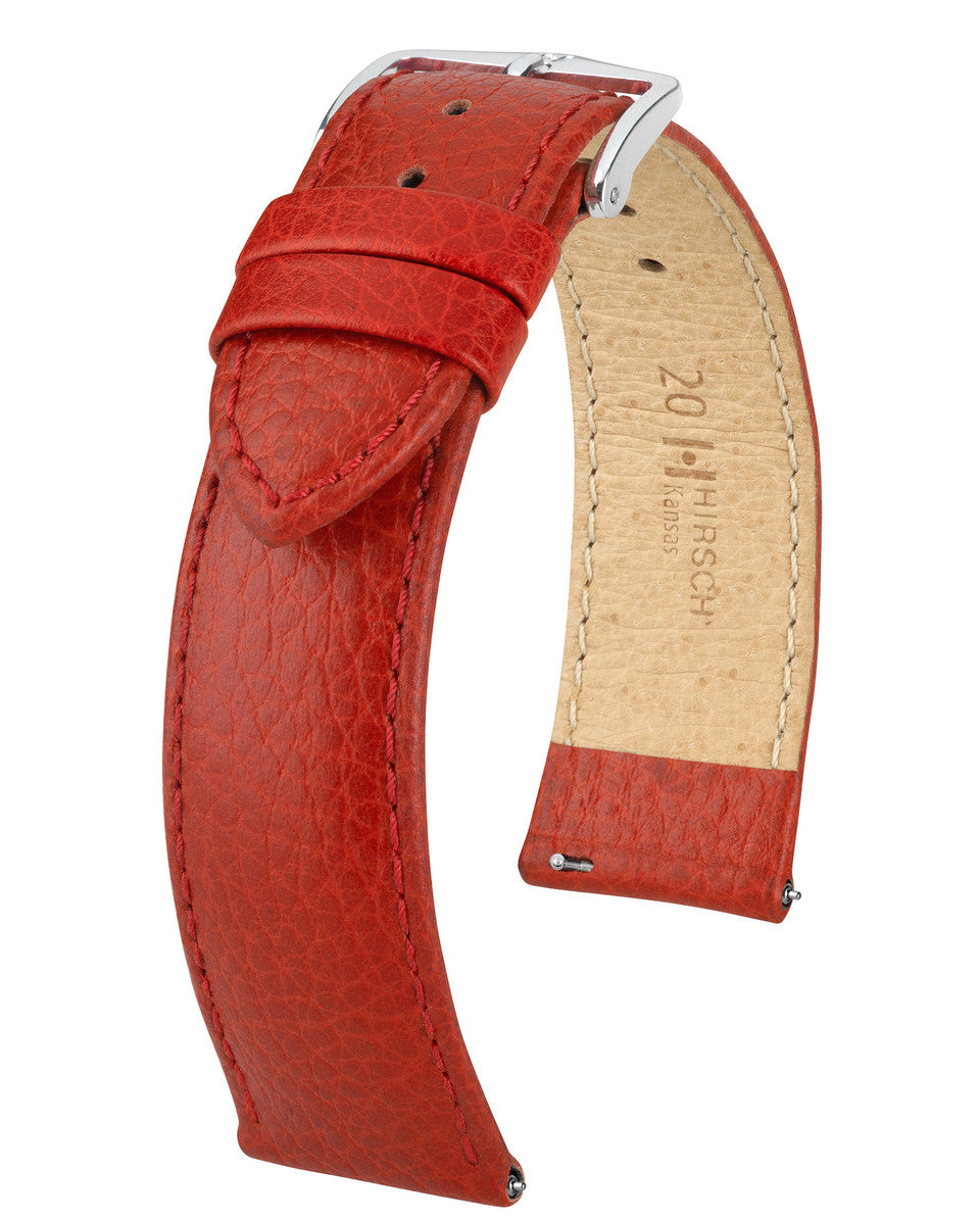 Hirsch Kansas Buffalo Grain Calfskin Watch Strap