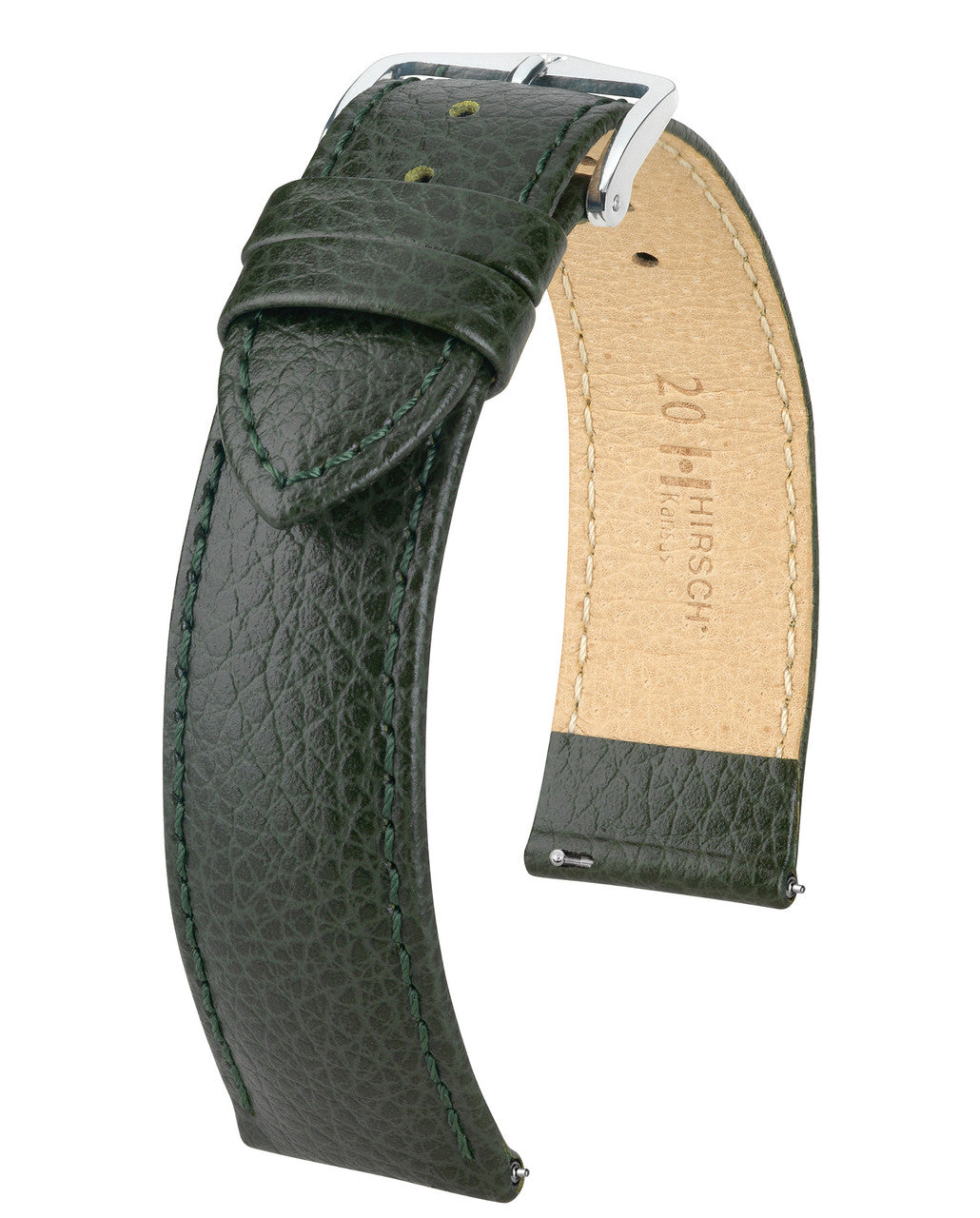 Hirsch Kansas Buffalo Grain Calfskin Watch Strap