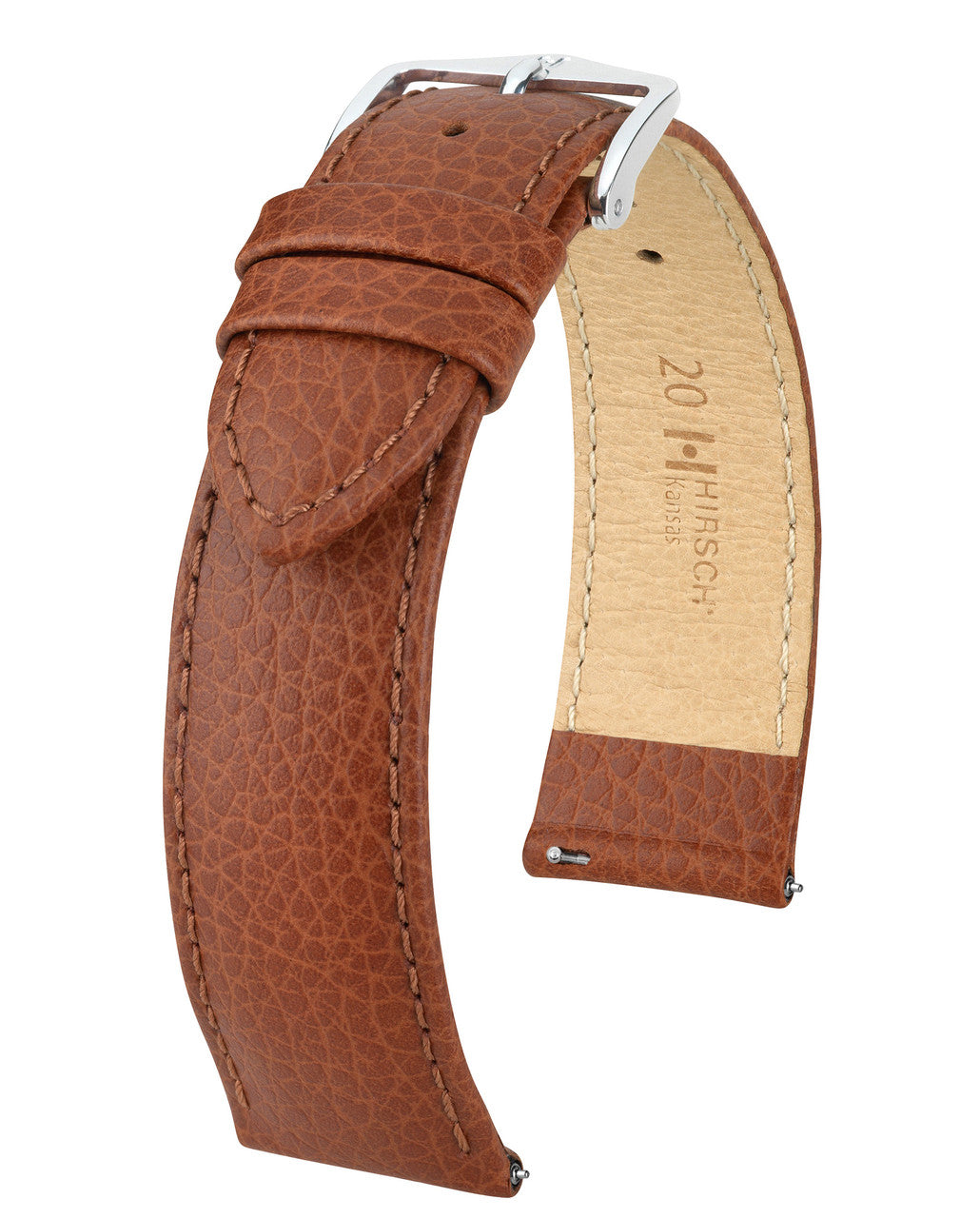 Hirsch Kansas Buffalo Grain Calfskin Watch Strap