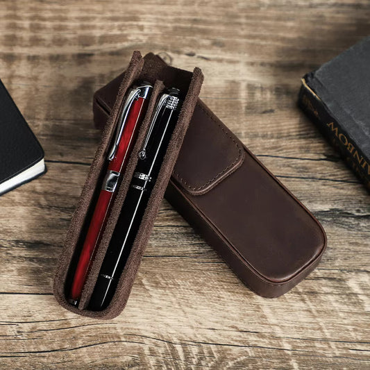 Contacts Family Genuine Leather Pen Case - 2 Slot