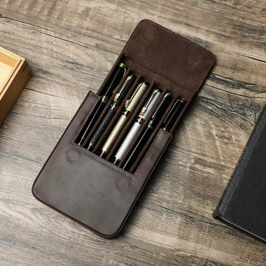 Contacts Family Genuine Leather Pen Case - 6 Slot