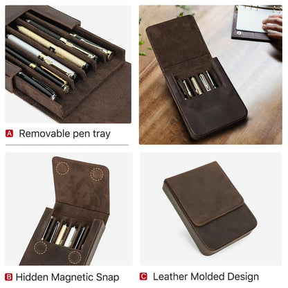 Contacts Family Genuine Leather Pen Case - 6 Slot