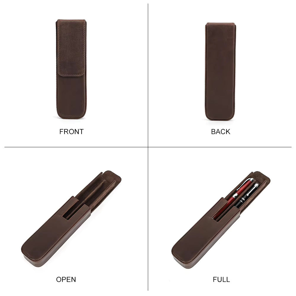 Contacts Family Genuine Leather Pen Case - 2 Slot