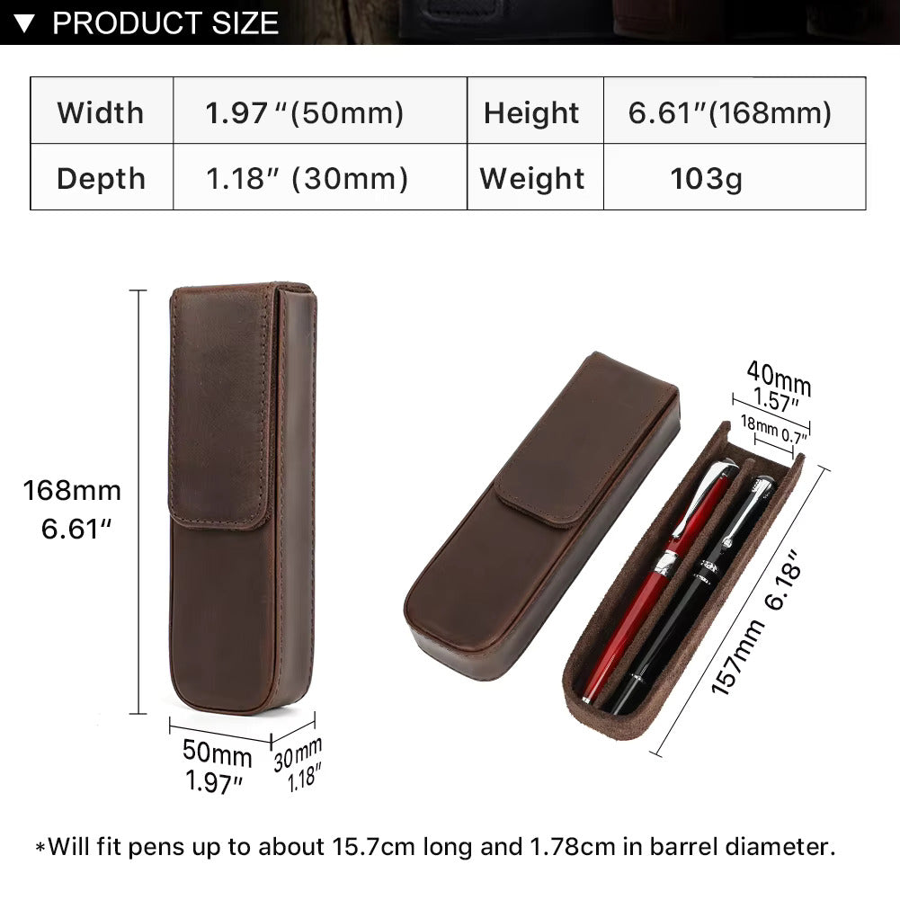 Contacts Family Genuine Leather Pen Case - 2 Slot