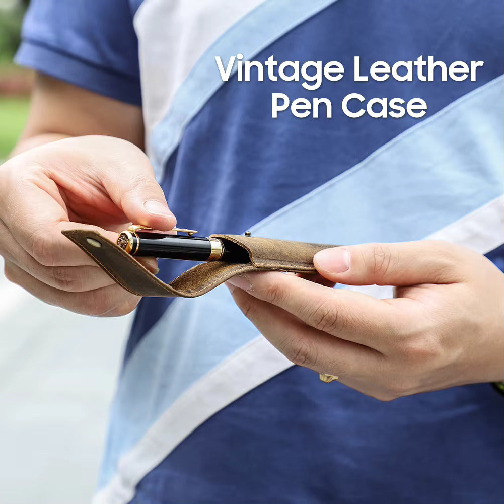 Contacts Family Genuine Leather Single Pen Sleeve