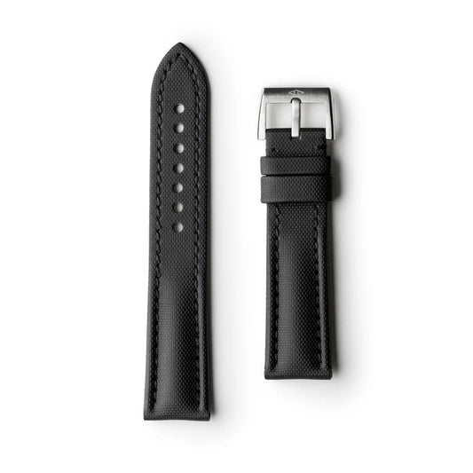 Artem Classic Black Sailcloth Watch Strap with Black Stitching