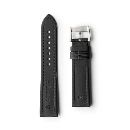 Artem Classic Black Sailcloth Watch Strap with Black Stitching