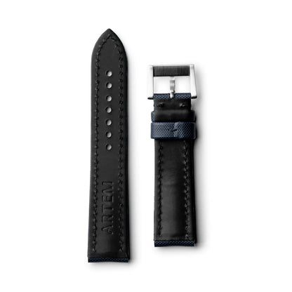 Artem Classic Navy Blue Sailcloth Watch Strap with Navy Blue Stitching