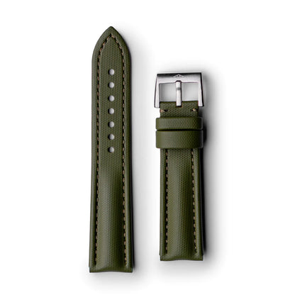Artem Classic Khaki Green Sailcloth Watch Strap with Green Stitching