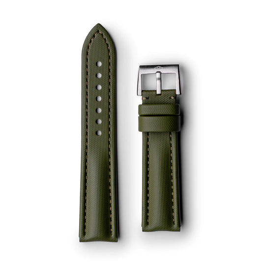 Artem Classic Khaki Green Sailcloth Watch Strap with Green Stitching