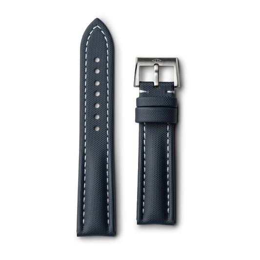 Artem Classic Navy Blue Sailcloth Watch Strap with White Stitching