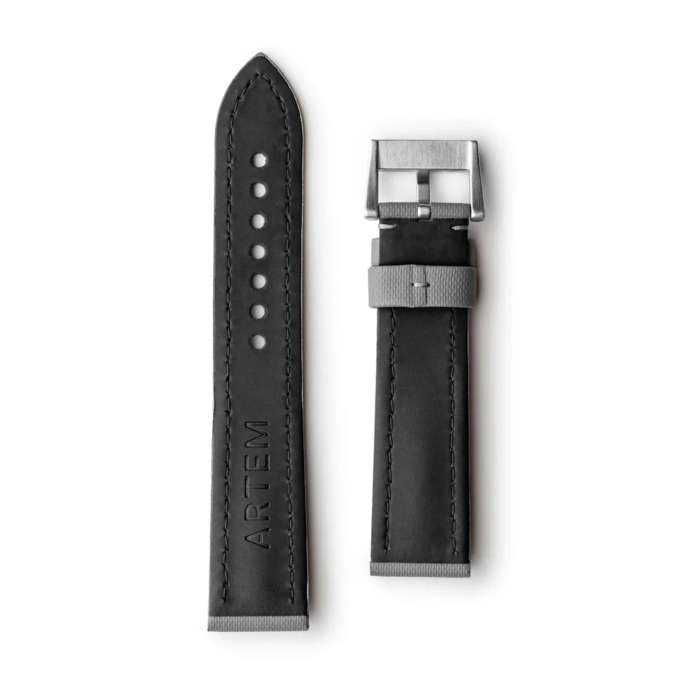 Artem Classic Grey Sailcloth Watch Strap with Grey Stitching