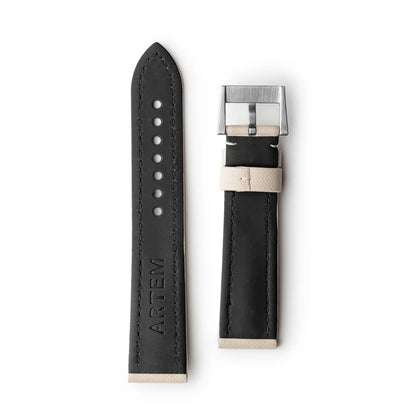 Artem Classic Sand Beige Sailcloth Watch Strap with Beige Stitching