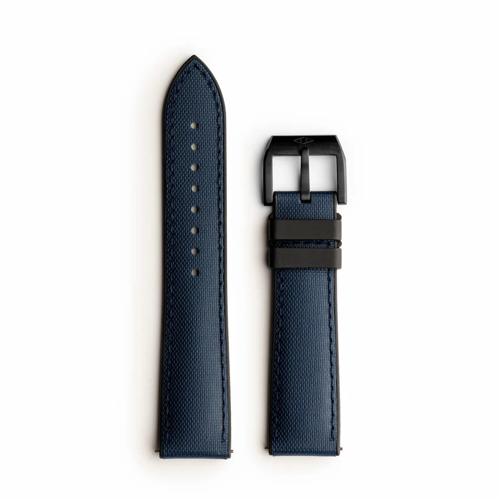 Artem HydroFlex™ Navy Blue Hybrid FKM Watch Strap with Blue Stitching