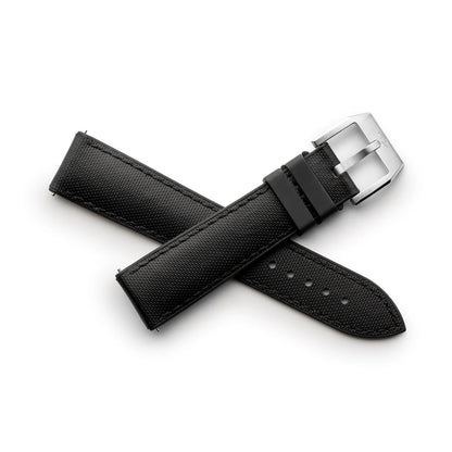 Artem HydroFlex Black Hybrid FKM Watch Strap with Black Stitching