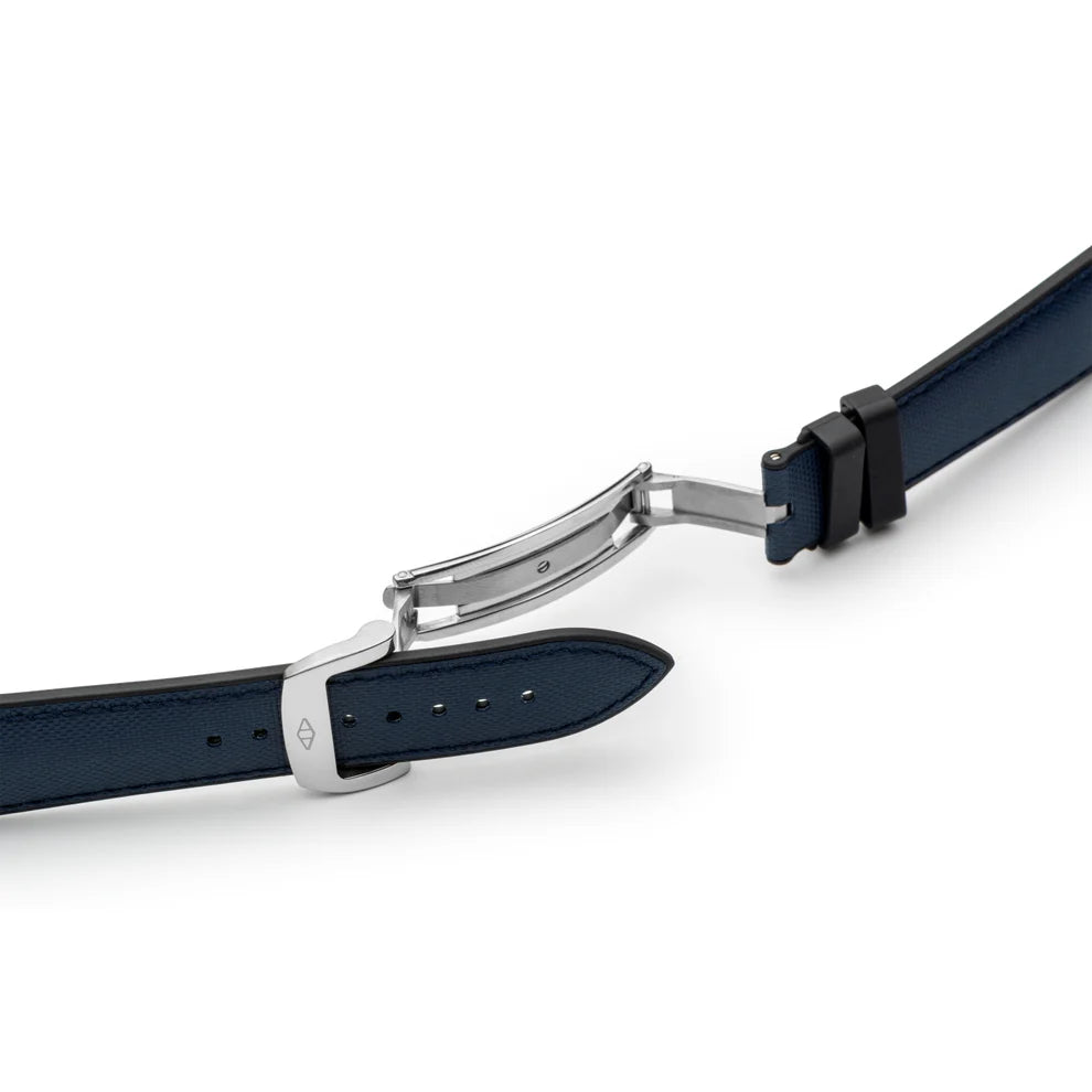Artem HydroFlex™ Navy Blue Hybrid FKM Watch Strap with Blue Stitching