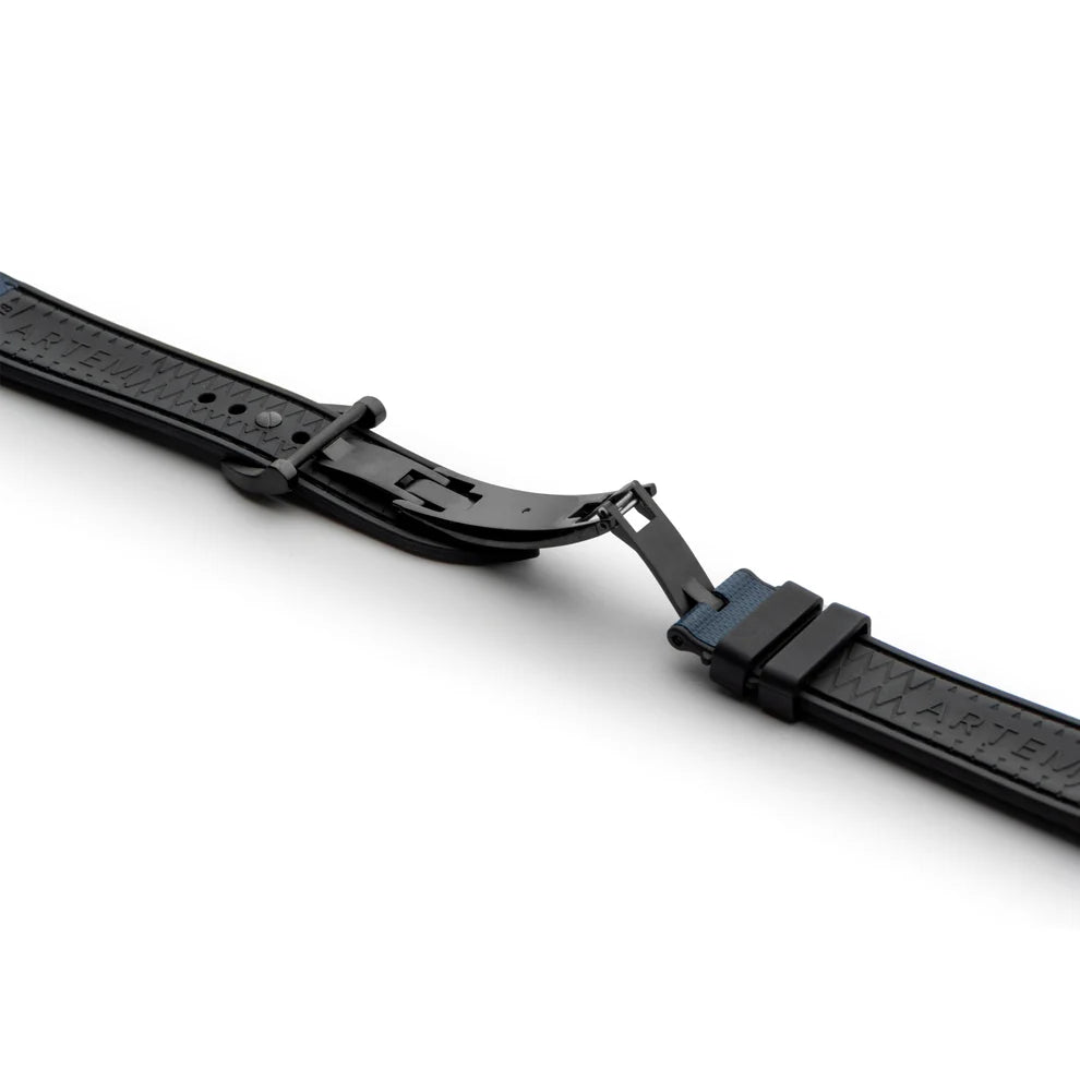 Artem HydroFlex™ Navy Blue Hybrid FKM Watch Strap with Blue Stitching
