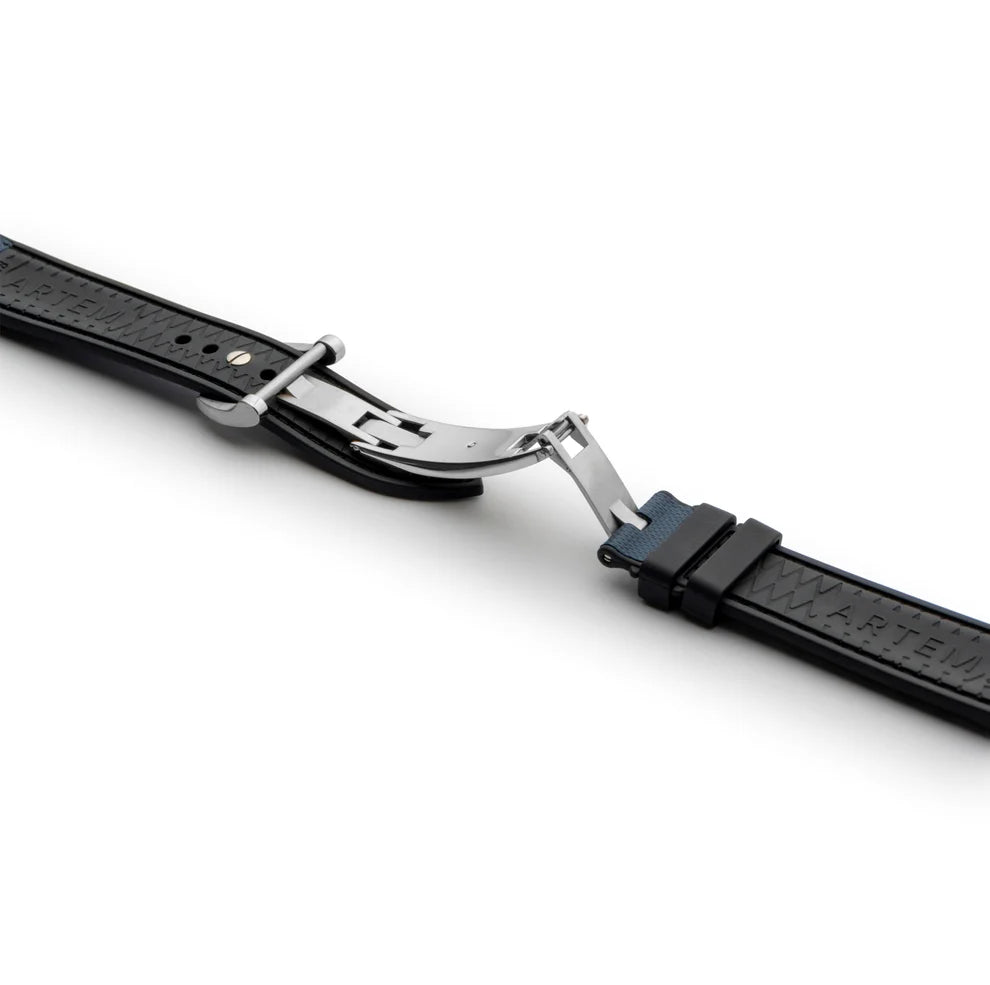 Artem HydroFlex™ Navy Blue Hybrid FKM Watch Strap with Blue Stitching
