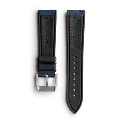 Artem HydroFlex™ Navy Blue Hybrid FKM Watch Strap with Blue Stitching
