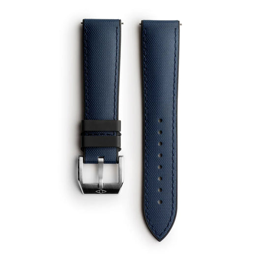 Artem HydroFlex™ Navy Blue Hybrid FKM Watch Strap with Blue Stitching