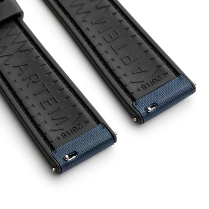 Artem HydroFlex™ Navy Blue Hybrid FKM Watch Strap with Blue Stitching
