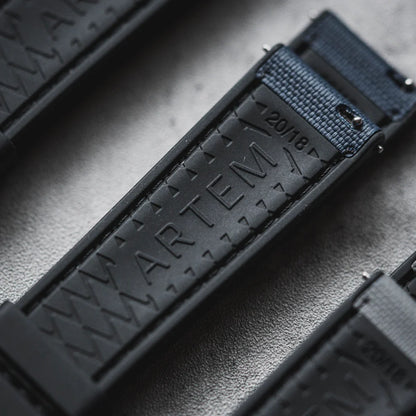 Artem HydroFlex™ Navy Blue Hybrid FKM Watch Strap with Blue Stitching