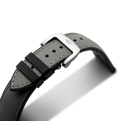 Artem HydroFlex™ Grey Hybrid FKM Watch Strap with Grey Stitching