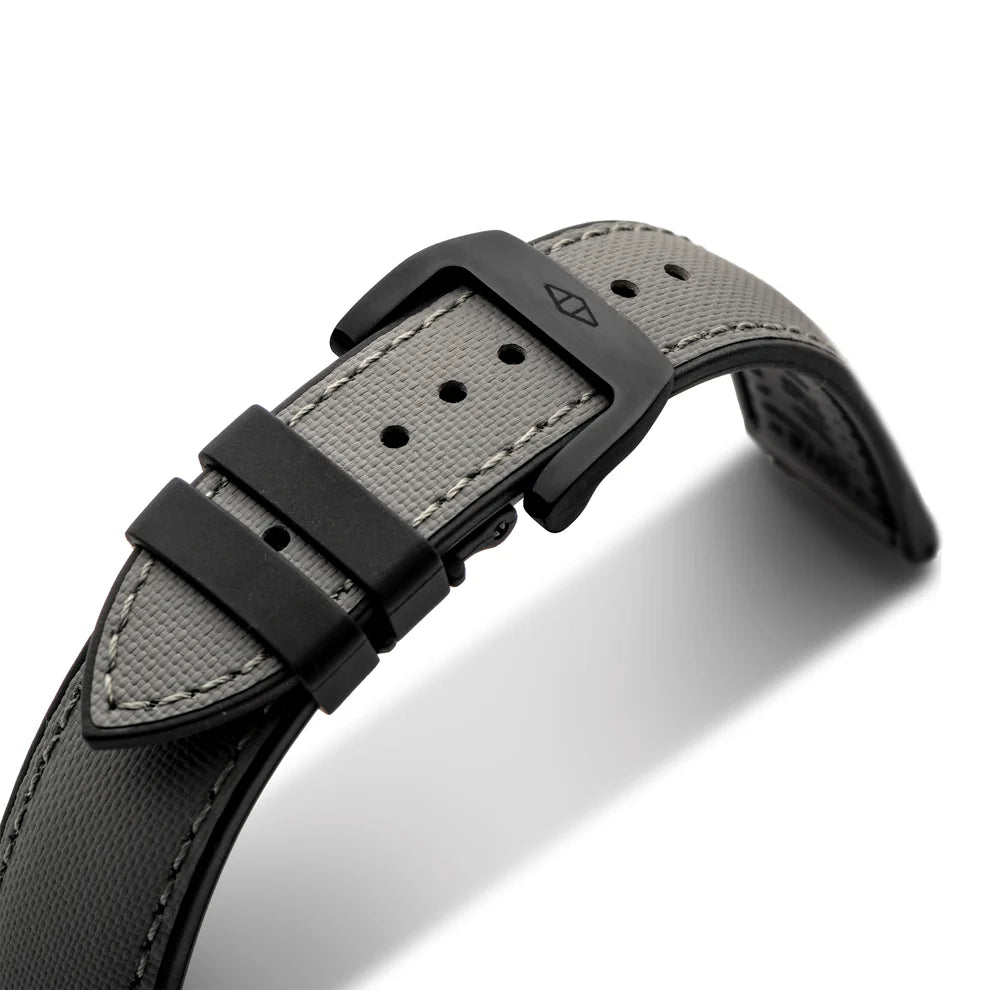 Artem HydroFlex™ Grey Hybrid FKM Watch Strap with Grey Stitching