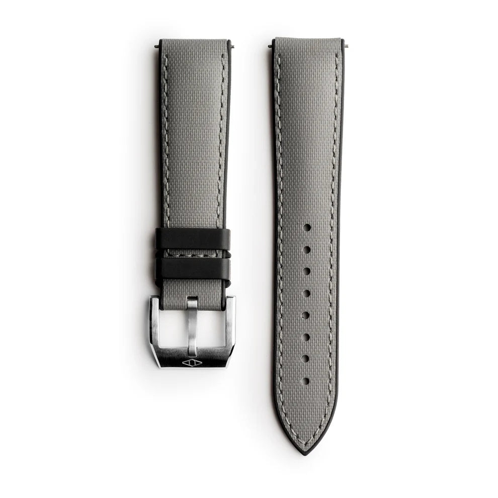 Artem HydroFlex™ Grey Hybrid FKM Watch Strap with Grey Stitching