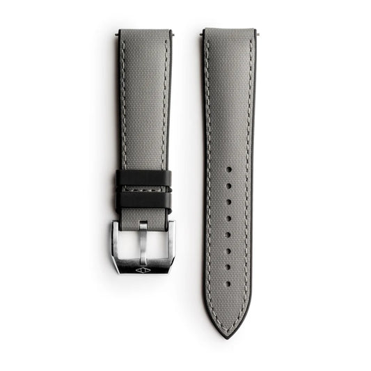 Artem HydroFlex™ Grey Hybrid FKM Watch Strap with Grey Stitching