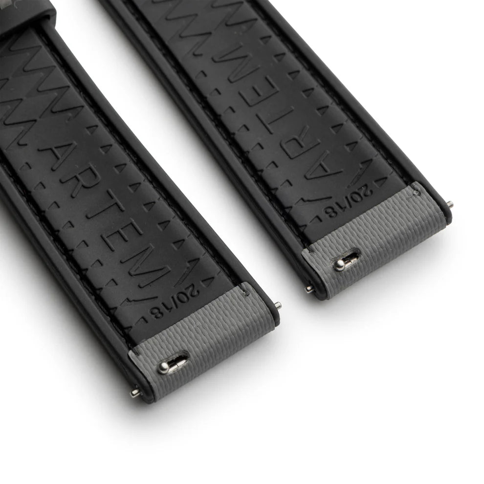 Artem HydroFlex™ Grey Hybrid FKM Watch Strap with Grey Stitching