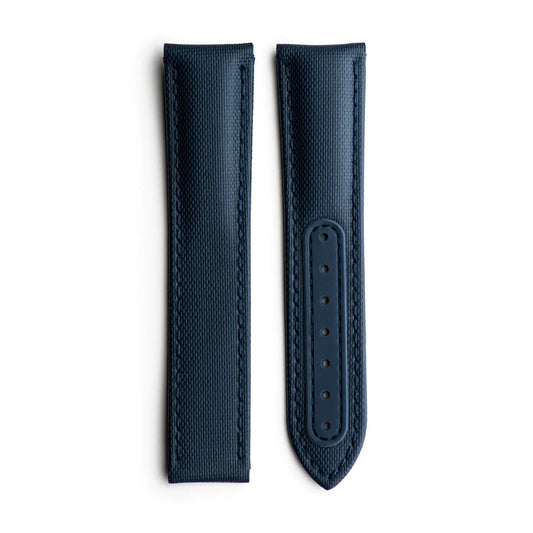 Artem Loop-Less Navy Blue Sailcloth Watch Strap with Navy Blue Stitching